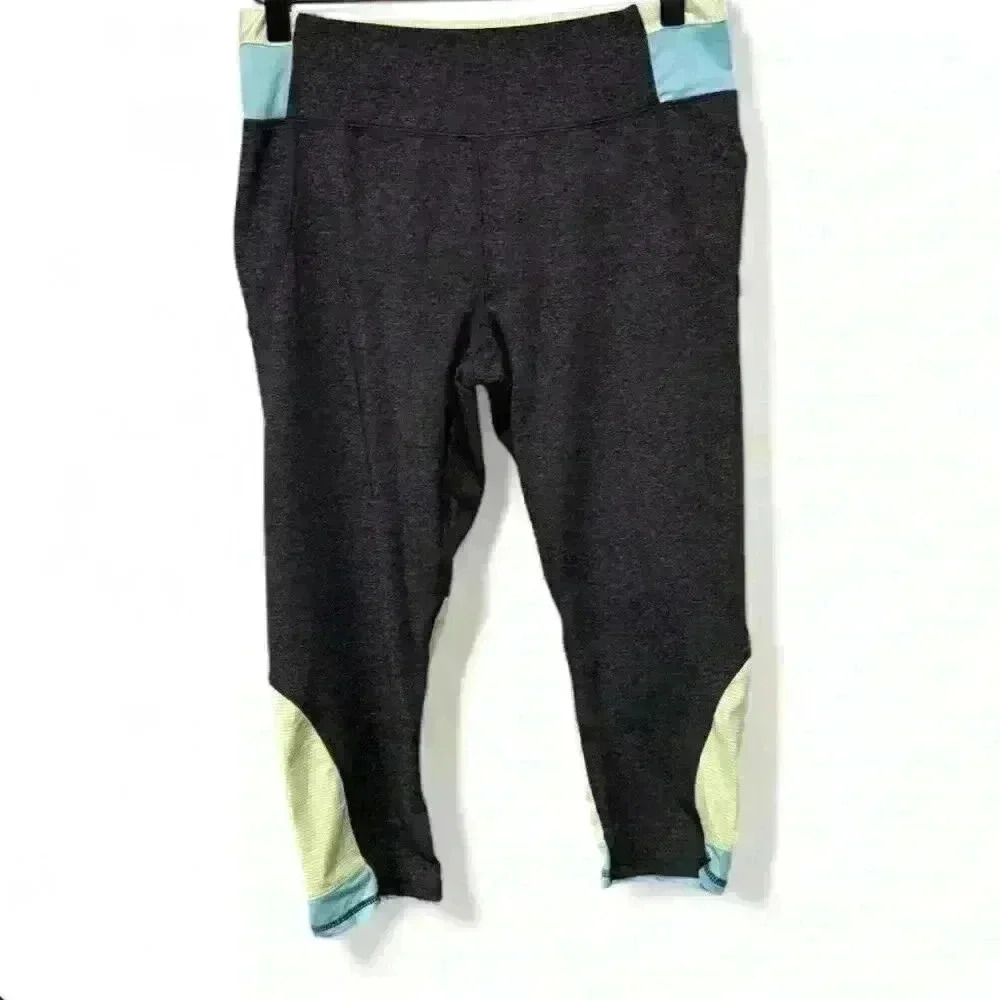 Kyodan Women's Gray Color Block Capri Leggings Size M Activewear